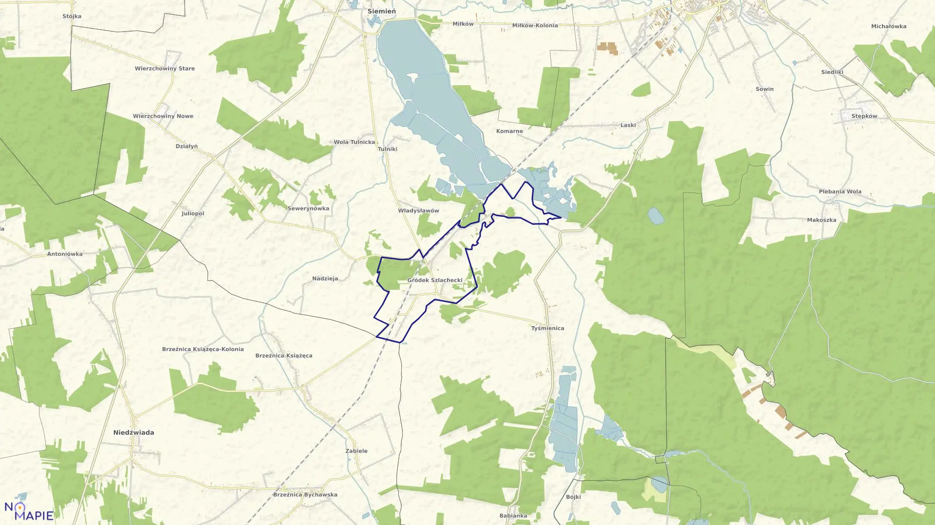 Mapa obrębu GRÓDEK w gminie Siemień