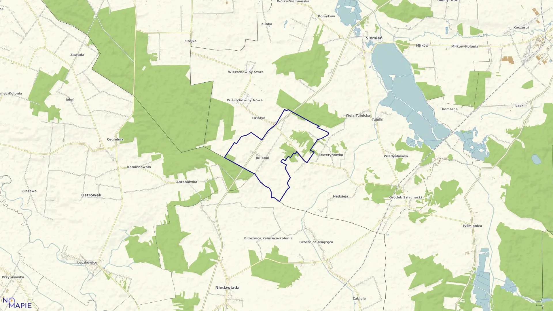 Mapa obrębu JULIOPOL w gminie Siemień