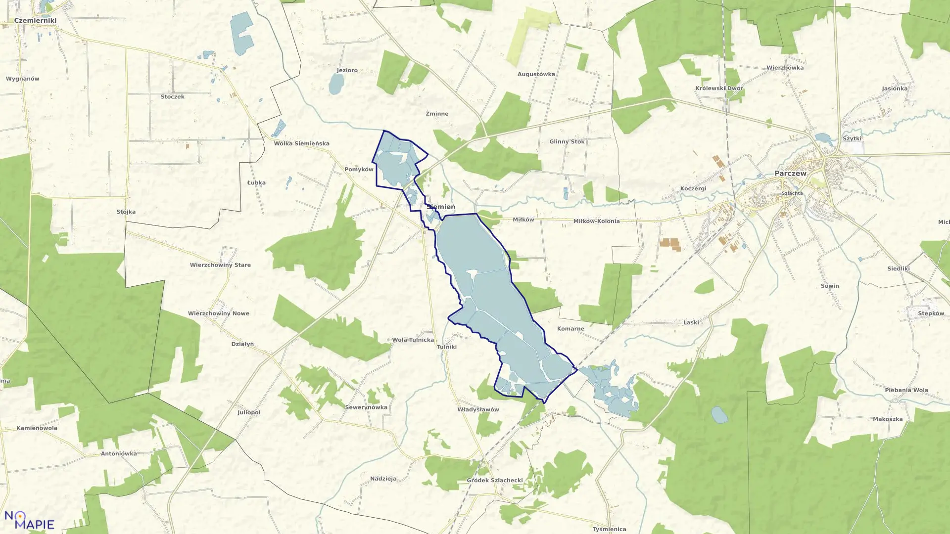 Mapa obrębu PGR-RYB SIEMIEŃ w gminie Siemień