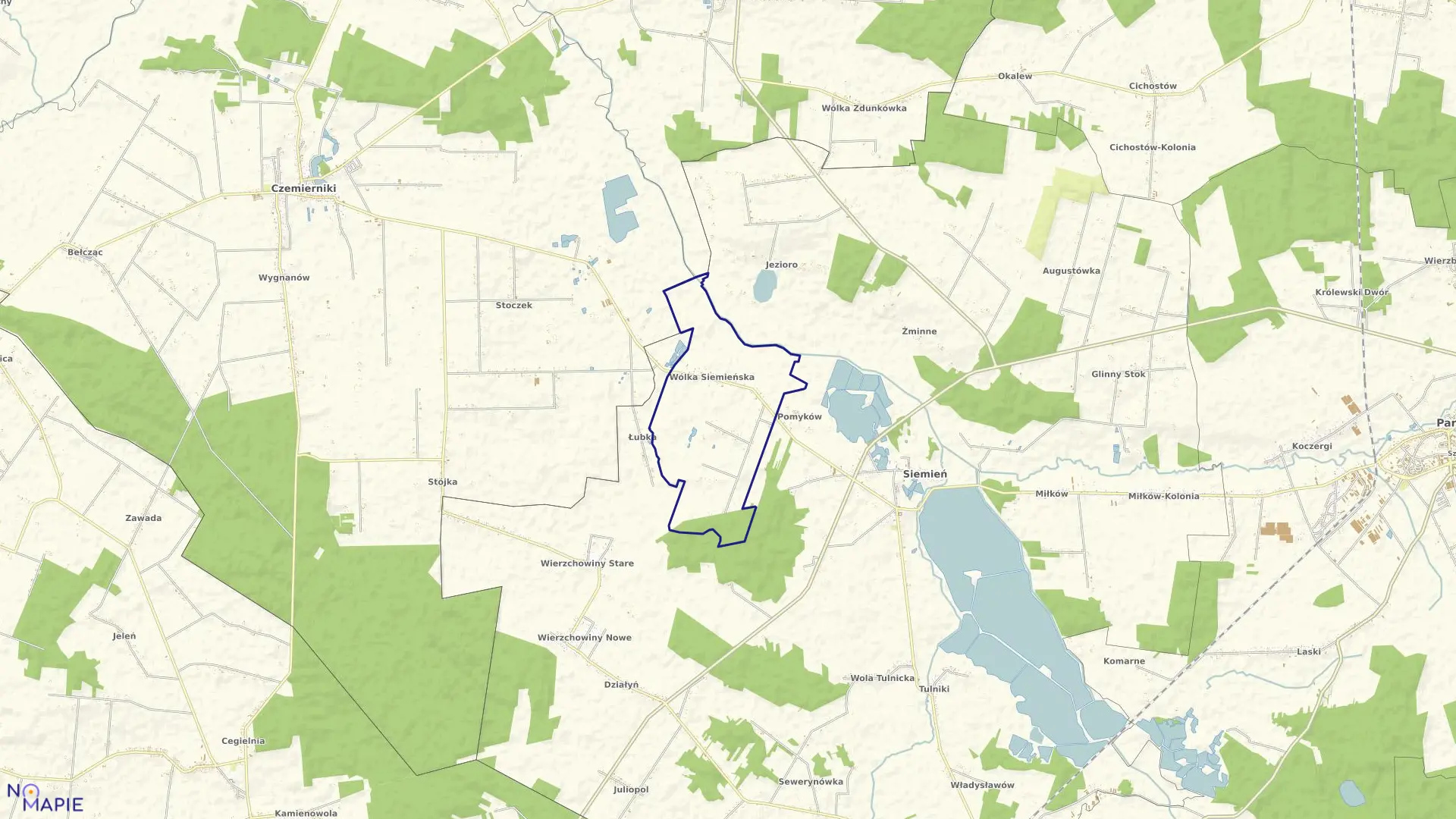 Mapa obrębu WÓLKA SIEMIEŃSKA w gminie Siemień